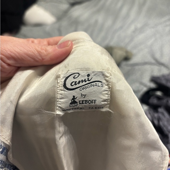 Vintage Sleeveless Navy Plaid Dress with Cream Collar. Fits size S - Picture 3 of 4